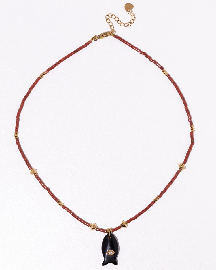 Beaded Fish Pendant Necklace