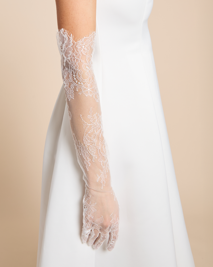 Dainty Lace Long Bridal Gloves